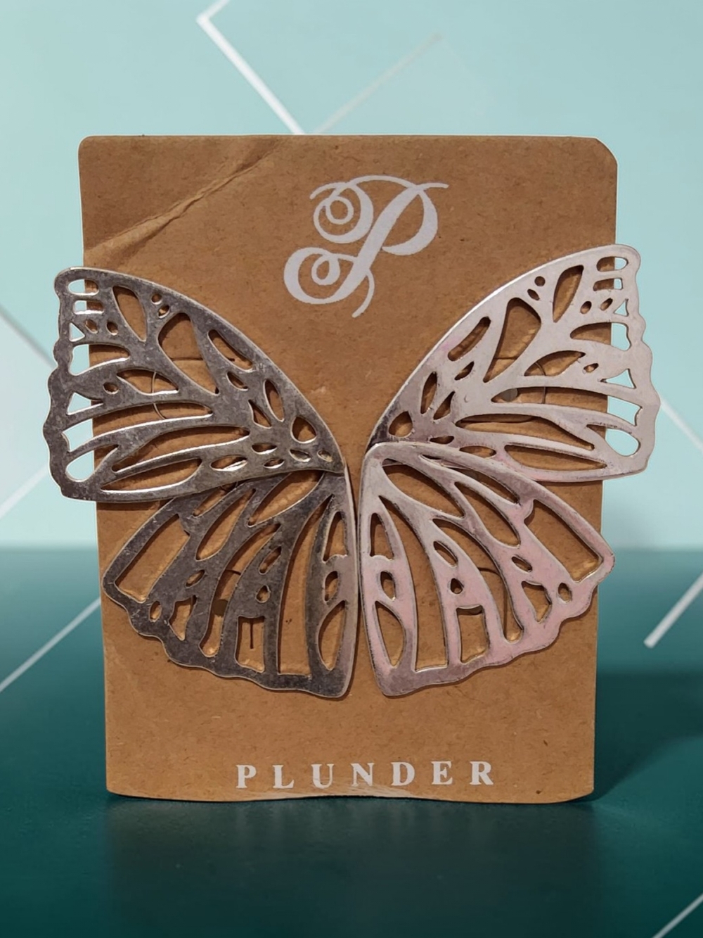 Plunder Silver-tone Cutout Butterfly Wing Earrings
